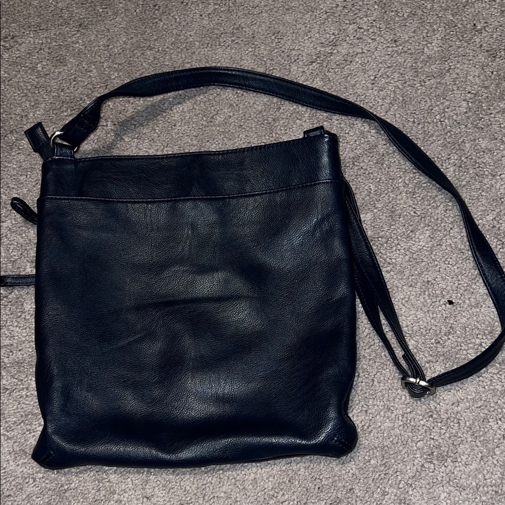 Elegant Dark Blue Leather Crossbody Bag - Picture 2 of 3